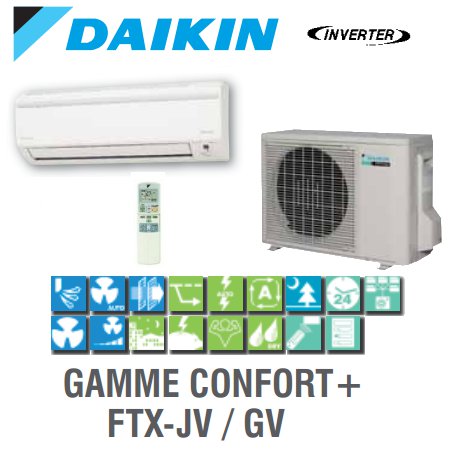 Climatiseur mural Daikin gamme CONFORT PLUS Inverter reversible