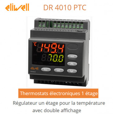Régulateur un étage pour la température, avec double affichage DR 4010 PTC de Eliwell