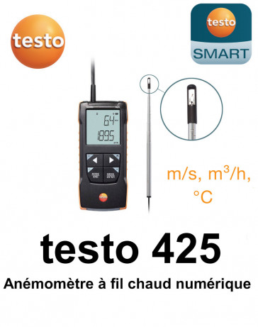 testo 425 - Anémomètre numérique à fil chaud avec connexion à l’App