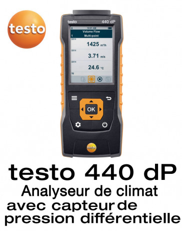 Testo 440 dP - Anémomètre multifonctions avec capteur de pression différentielle