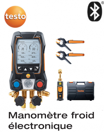 testo 557s kit Smart Vide - Manifold électronique intelligent avec sondes de vide et de température à pince sans fil