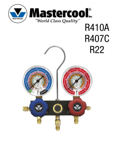 Manifold à voyant - 2 Vannes, Mastercool R410A, R407C et R22 sans flexible 