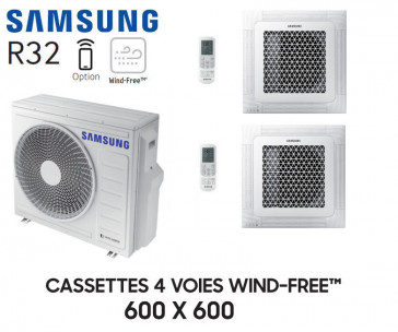 Samsung Cassette 4 voies 600x600 Wind-Free Bi-Split AJ068TXJ3KG + 2 AJ035TNNDKG