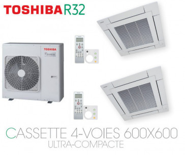Toshiba Cassette 4-voies ultra-compacte Bi-Split RAS-3M26U2AVG-E + 2 RAS-M13U2MUVG-E