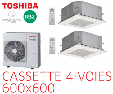 Toshiba CASSETTE 4-VOIES 600X600 Bi-Split RAS-3M26G3AVG-E + 2 RAS-M13U2MUVG-E