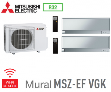 Mitsubishi Bi-split Mural Inverter Design MXZ-2F53VF + 2 MSZ-EF25VGKS