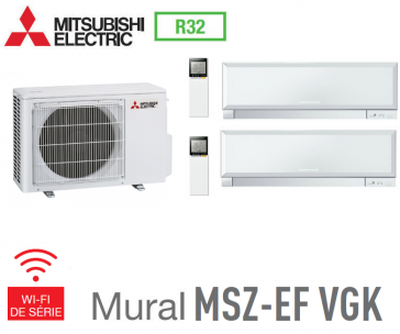 Mitsubishi Bi-split Mural Inverter Design MXZ-2F53VF + 2 MSZ-EF25VGKW