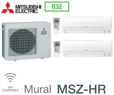 Mitsubishi Bi-split Mural Inverter MXZ-2HA50VF + 2 MSZ-HR25VF - R32 