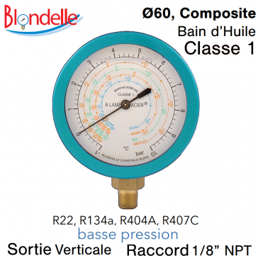 Manomètre de remplacement BP - R134A - R404A - R22 - R407C de Blondelle 
