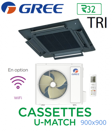GREE Cassete U-MATCH 900x900 UM CST 36 3PH R32 noir