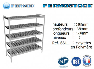 Rayonnage à clayettes amovibles FERMOSTOCK 360 x 2435 x 1500 mm