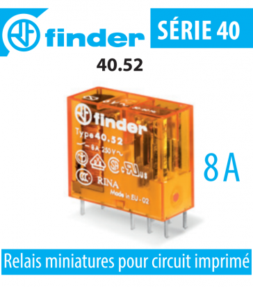 Relais miniature pour circuit imprimé 40.52.8.230.0000 de Finder