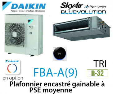 Daikin Plafonnier encastré gainable à PSE moyenne Active FBA125A triphasé