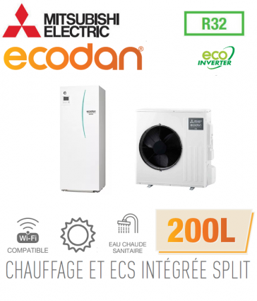Ecodan duo 8 Eco Inverter CHAUFFAGE SEUL + ECS 200L EHST20D-VM2D + SUZ-SWM80VA