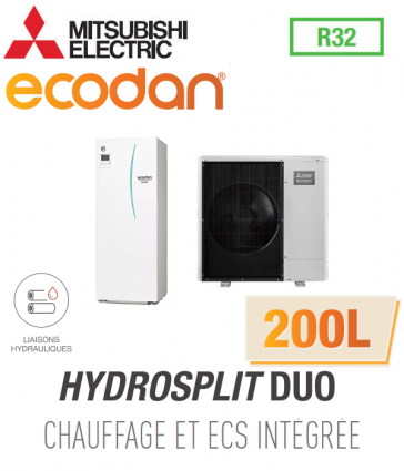 Ecodan CHAUFFAGE SEUL HYDROSPLIT DUO 200L R32 EHPT20X-VM6D + PUZ-WM85VAA