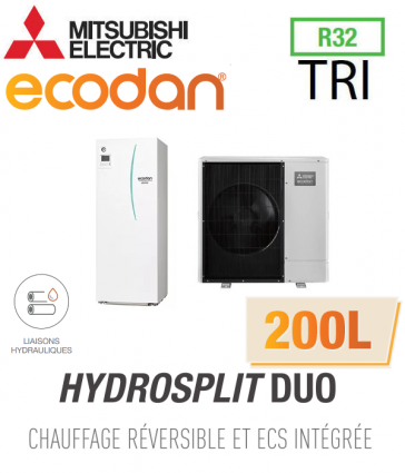Ecodan Réversible HYDROSPLIT DUO 200L R32 ERPT20X-VM2D + PUZ-WM112YAA