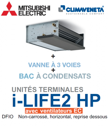 Ventilatorconvector met EC "Brushless" ventilatoren Ductable, horizontaal, luchtafvoer van onderen i-LIFE2 HP 2T DFIO 0802