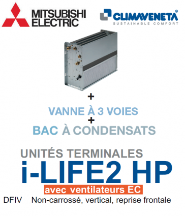 Ventilatorconvector met EC-ventilatoren "Brushless Ducted", verticaal, front return i-LIFE2 HP 2T DFIV 0602