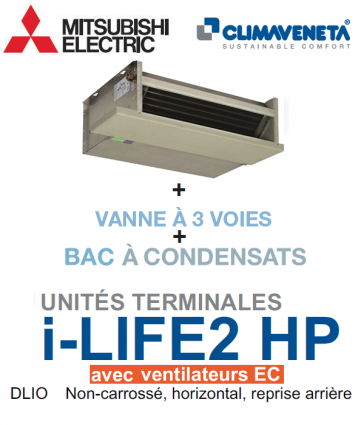 Ventilatorconvector met EC-ventilatoren "Brushless Ducted", horizontaal, achteruitgang i-LIFE2 HP 2T DLIO 0402