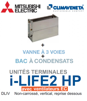 Ventilo-convecteur avec ventilateurs EC "Brushless Gainable Non-carrossé, vertical, reprise dessous i-LIFE2 HP 2T DLIV 0402
