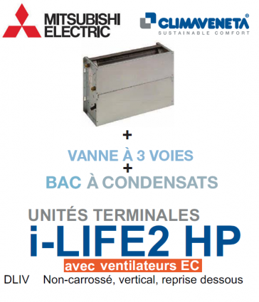 Ventilo-convecteur avec ventilateurs EC "Brushless Gainable Non-carrossé, vertical, reprise dessous i-LIFE2 HP 2T DLIV 0802