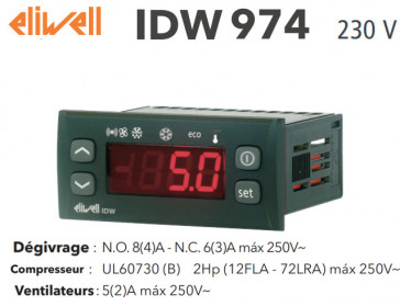 Régulateur Eliwell IDW974 230V avec deux sondes NTC