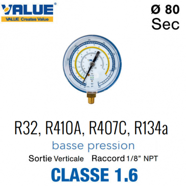 ND-Manometer für R32, R410A, R407C, R134a von Value 