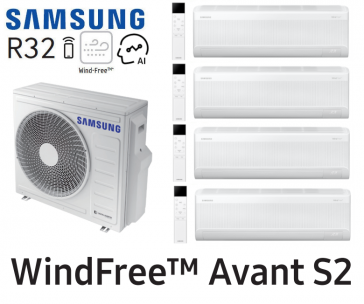 Samsung Mural WindFree™ Avant S2 Quadri-Split AJ080TXJ4KG + 3 AR70F07C1AWNEU + 1 AR70F12C1AWNEU
