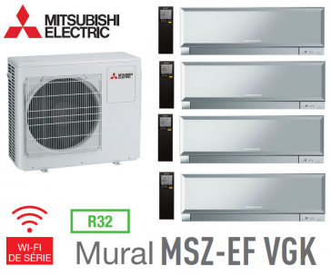 Mitsubishi Quadri-split Wall Mounted Inverter Design MXZ-4F83VF + 3 MSZ-EF22VGKS + 1 MSZ-EF42VGKS
