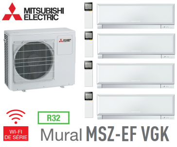 Mitsubishi Quadri-Split Wand Inverter Design MXZ-4F83VF + 3 MSZ-EF22VGKW + 1 MSZ-EF42VGKW