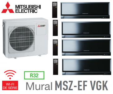 Mitsubishi Quadri-split Mural Inverter Design MXZ-4F83VF + 3 MSZ-EF22VGKB + 1 MSZ-EF42VGKB