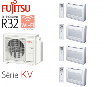 Fujitsu Quad-Split wandmontage AOY100M5-KB + 3 AGY25MI-KV + 1 AGY35MI-KV