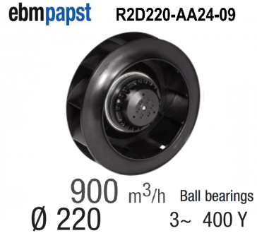 Ventilateur centrifuge EBM-PAPST - R2D220-AA24-09 - en 400 V