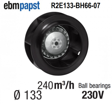 Ventilateur centrifuge EBM-PAPST - R2E133-BH66-07- en 230 V