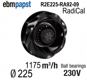 Radiaalventilator EBM-PAPST - R2E225-RA92-09 - in 230 V