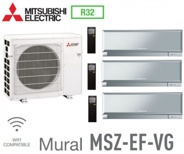Mitsubishi Tri-split Mural Inverter Design MXZ-5F102VF + 2 MSZ-EF22VGKS + 1 MSZ-EF50VGKS