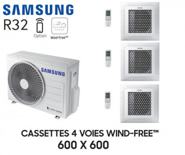 Samsung Cassette 4 voies 600x600 Wind-Free Tri-Split AJ052TXJ3KG + 2 AJ016TNNDKG + 1 AJ020TNNDKG