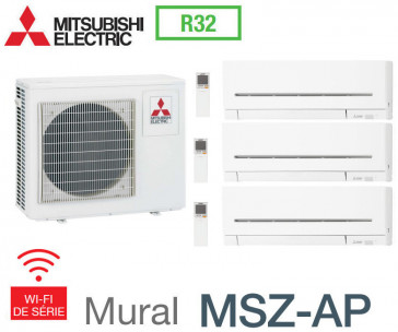 Mitsubishi Tri-split Mural Compact MXZ-3F54VF + 2 MSZ-AP15VGK + 1 MSZ-AP35VGK - R32