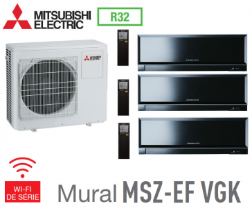 Mitsubishi Tri-split Mural Inverter Design MXZ-4F72VF + 2 MSZ-EF22VGKB + 1 MSZ-EF42VGKB
