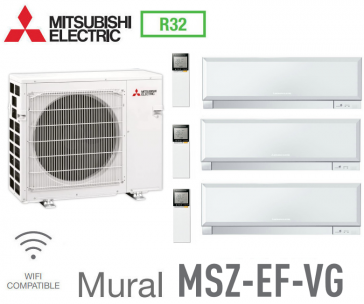 Mitsubishi tri-split Mural Inverter Design MXZ-5F102VF + 2 MSZ-EF22VGKW + 1 MSZ-EF50VGKW