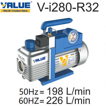 Pompe à vide double étage avec vacuomètre V-i280Y-R32 de VALUE