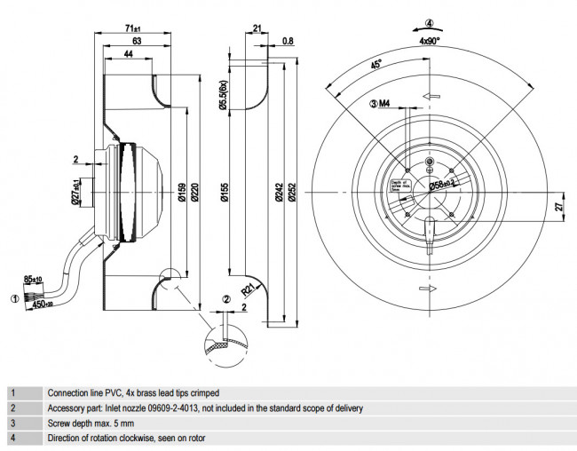 Ventilateur Centrifuge 230V Modèle R2E220-AA40-A8 - Neuf Sous Emballage - Pour Applications Techniques