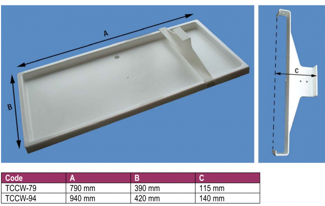 Bac De Récupération De Condensats - Polypropylène, Blanc, Dimensions 70x45x5 Cm, Pour Climatiseur, Labo, Rangement