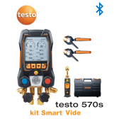 testo 570s Smart Vide Kit - Intelligentes elektronisches Manifold mit kabellos klemmbaren Vakuum- und Temperaturfühlern