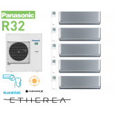 Panasonic 5-split Mural Etherea gris argenté CU-5Z90TBE + 4x CS-XZ20XKEW + 1x CS-XZ35XKEW R32