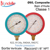 Manomètre de remplacement HP - R134A - R404A - R22 - R407C de Blondelle
