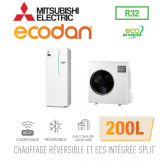 Ecodan Réversible SPLIT HYDROBOX DUO 200L R32 ERST20D-VM2D + SUZ-SWM80VA