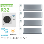 Panasonic Quadri-split Mural Etherea gris argenté CU-4Z80TBE + 3x CS-XZ20XKEW + 1x CS-XZ50XKEW R32