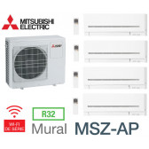 Mitsubishi Quadri-split Mural Compact MXZ-5F102VF + 2 MSZ-AP15VGK + 1 MSZ-AP25VGK + 1 MSZ-AP50VGK - R32