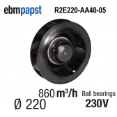 Ventilateur centrifuge EBM-PAPST - R2E220-AA40-05 - en 230 V